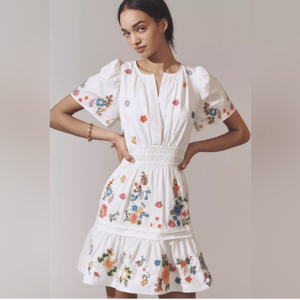 Anthropologie The Somerset Embroidered Mini Dress Size XS (worn once)